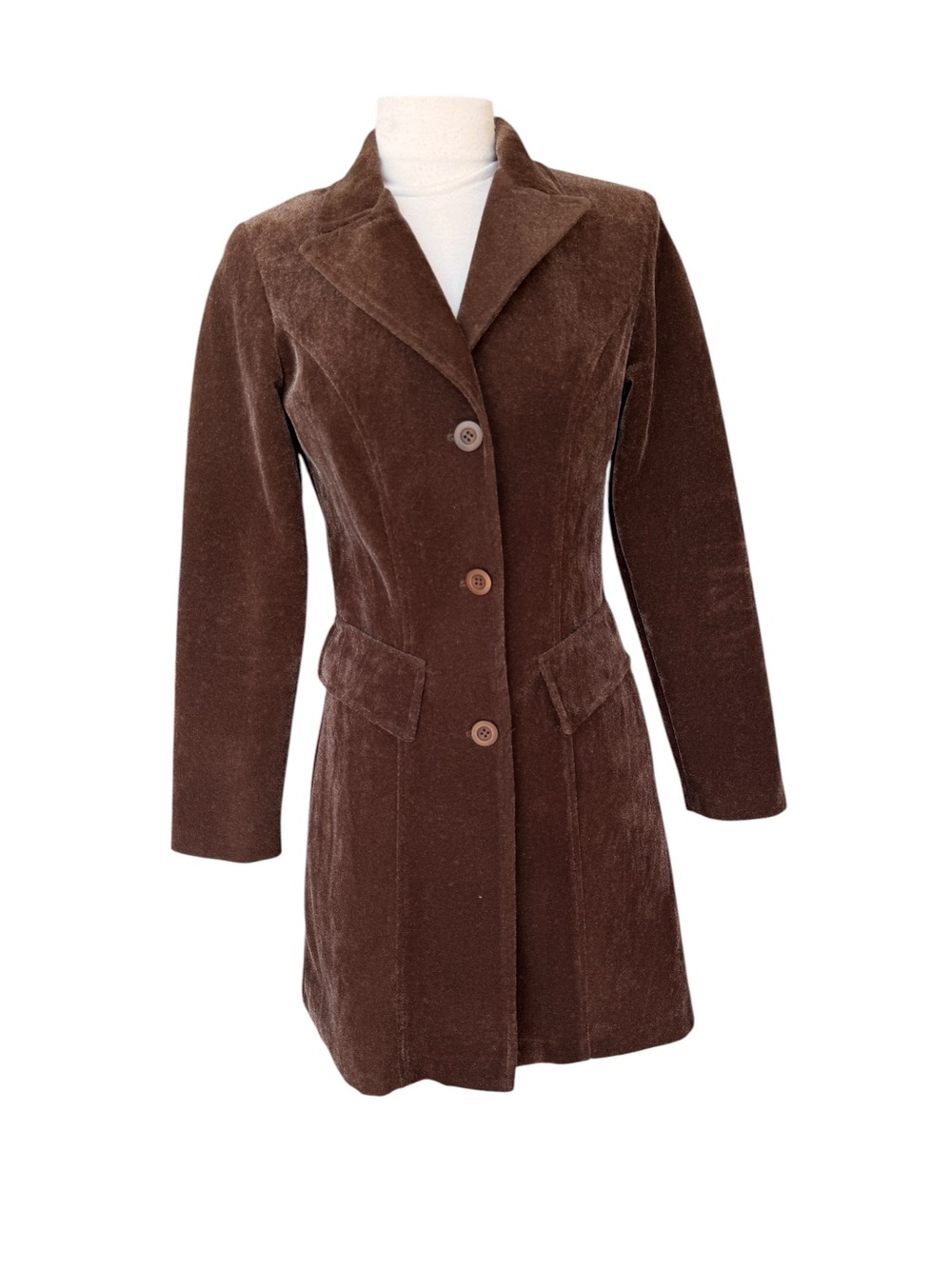 THE BLUE AGE AMAZING VINTAGE Classic Brown Velvet Like Feel Blazer Size 2